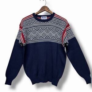 Vintage Meister Fair Isle Ski Sweater Nordic Wool Blend Made in Hong Kong Retro